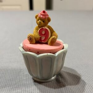 Cherished Teddies Pink and Yellow Cupcake Figurine